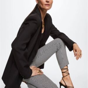 Mango Suit houndstooth pleat front cropped pants